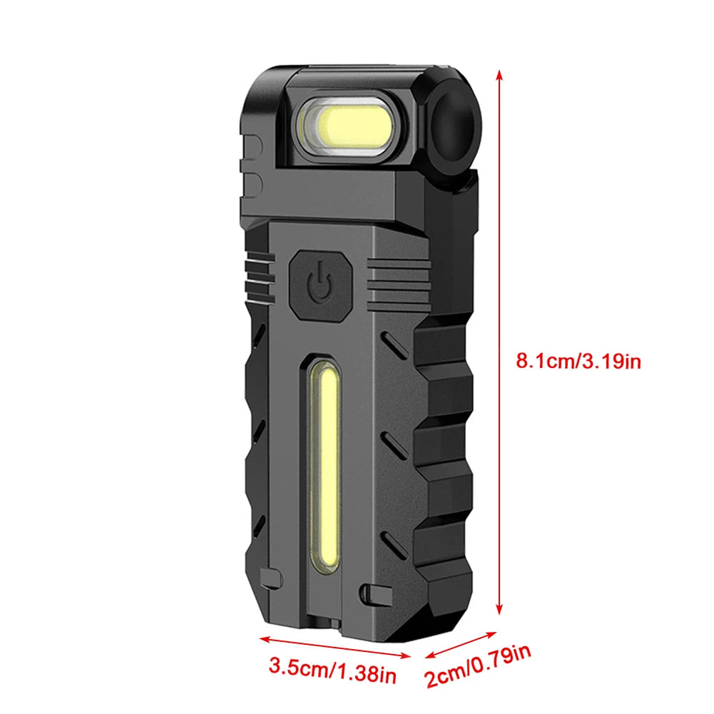 Magnetic LED Flashlight Compact Torch 180 Degree Rotating Head EDC