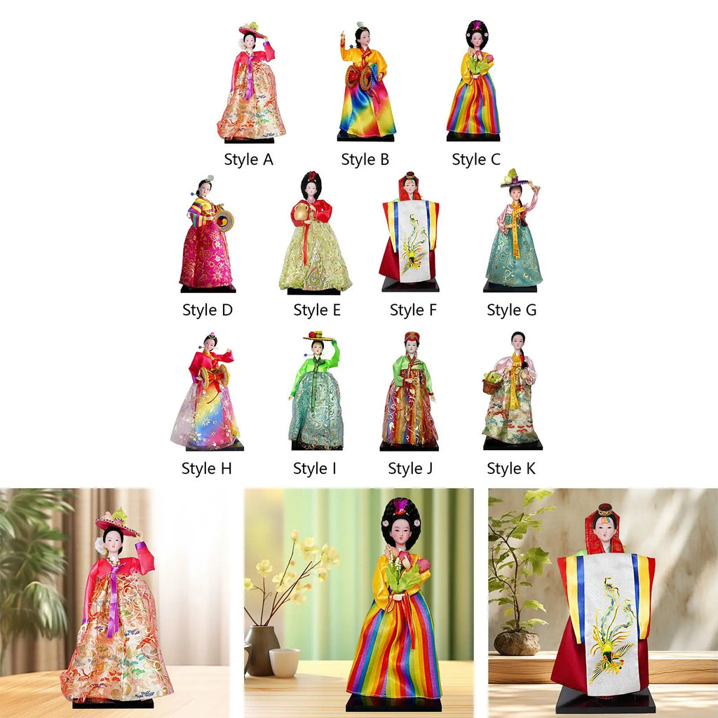 Korean Hanbok Doll Figurine – 12" Resin Collectible Statue Decorative Figurine Zpaxo