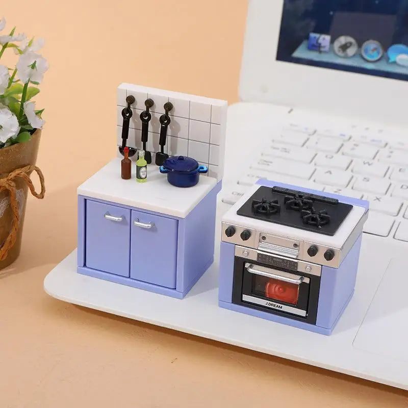Complete Gas Stove Simulation Mini Kitchen Utensils Dollhouse Decor Zpaxo