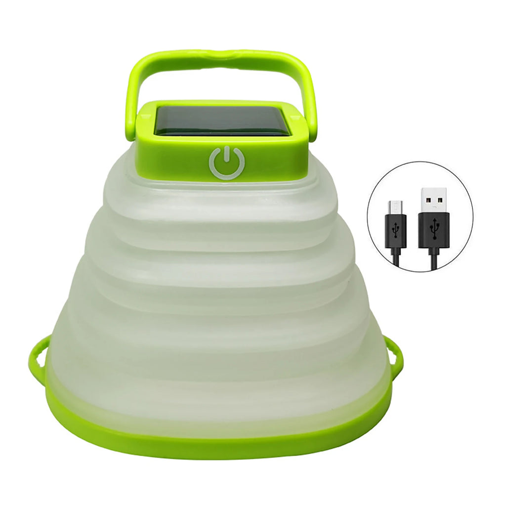 Solar LED Camping Lantern Light Portable USB Rechargeable Foldable Zpaxo Green