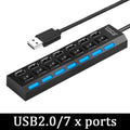 7 In 1 USB HUB USB 3.0 Switch USB Hub 2.0 Adapter High Speed Multi 7 Port Hub USB On/Off Switch Portable USB Splitter For Laptop Zpaxo 7 Port USB 2.0