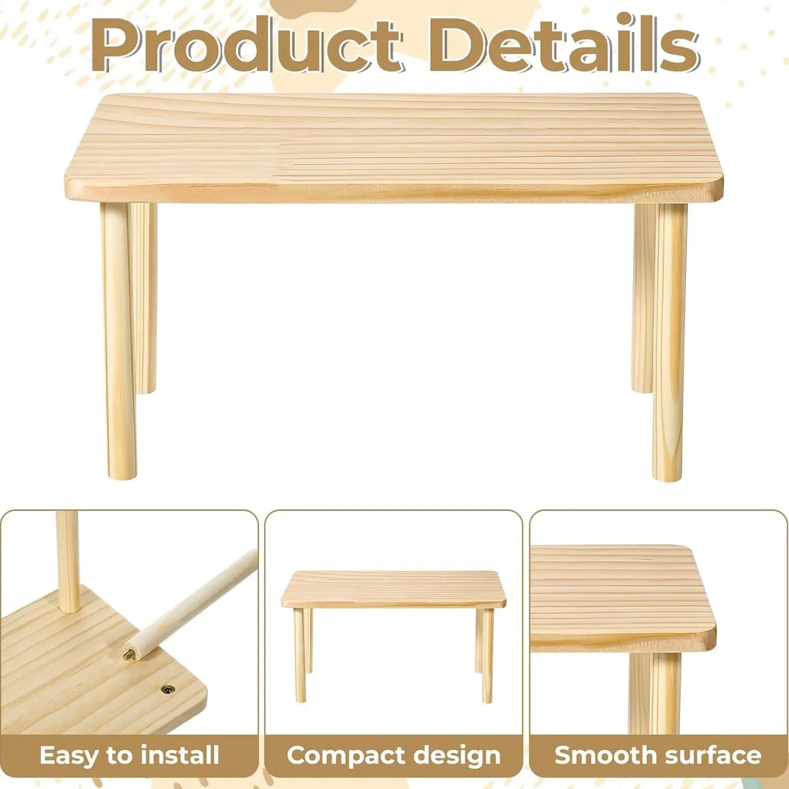 Hamster Table Stand Wooden Climbing Resting Area Habitat Cage
