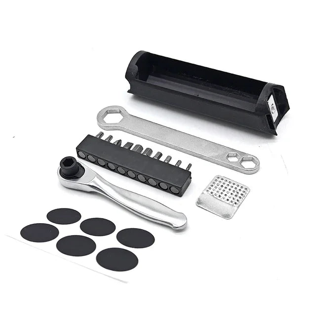 Mini Bicycle Mounting Repair Tool Box Bicycle Hidden Repair Tools Outfit For Brompton Magnet Frame Inner Storage Bag Accessories Zpaxo Black set