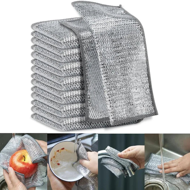 Multifunctional Non-Scratch Wire Dishcloth Wire Dishcloth Multipurpose Wire Microfiber Cloth Cleaning Cloth Magic Dish Towel Zpaxo