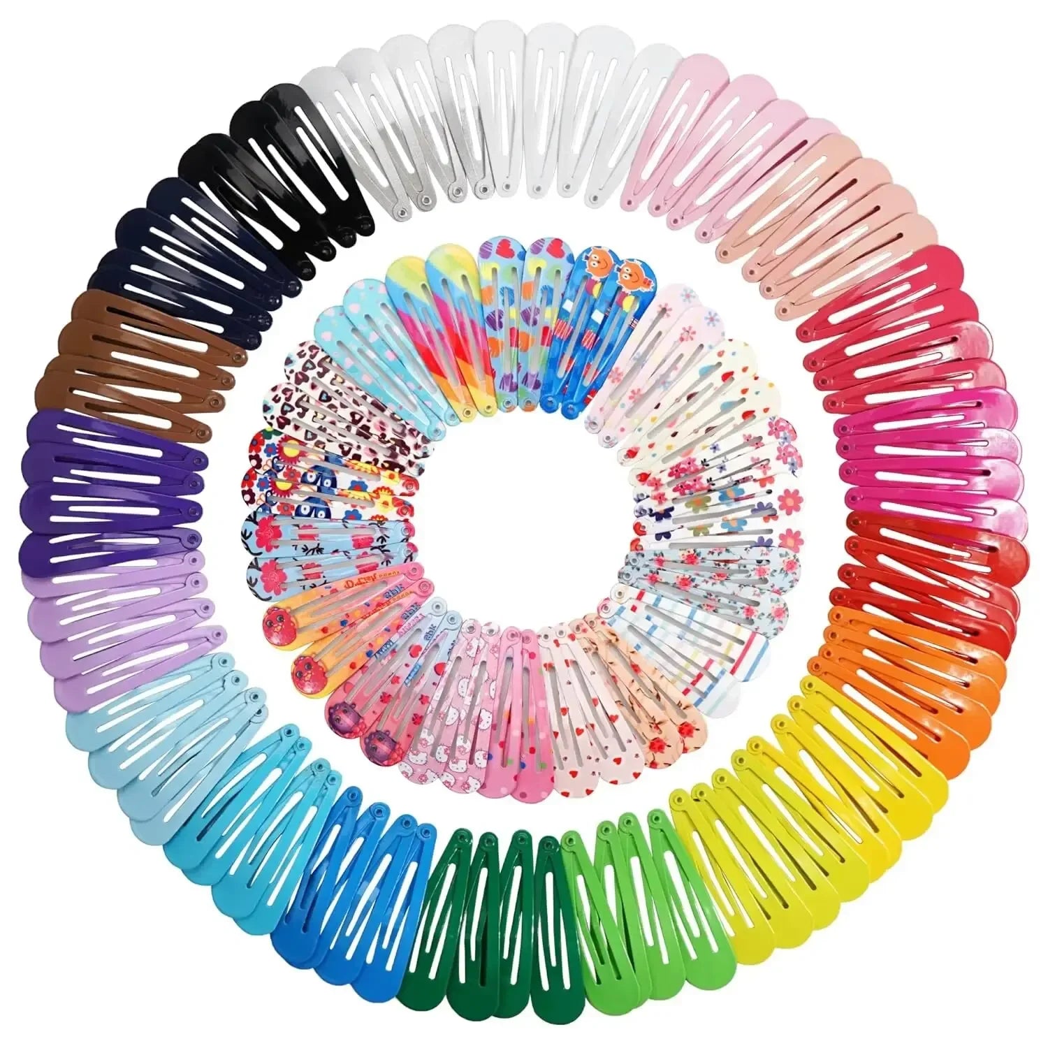 50-Pack Snap Hair Clips – No-Slip Alloy Grip, Pastel & Candy Colors