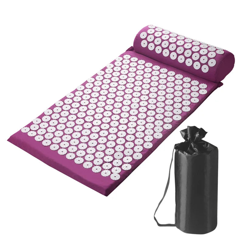 Massager Mat Shakti Mat Massage Yoga Mat Acupressure Relieve Stress Back Body Pain Spike Mat Acupuncture Massage Cushion Zpaxo bag different purple