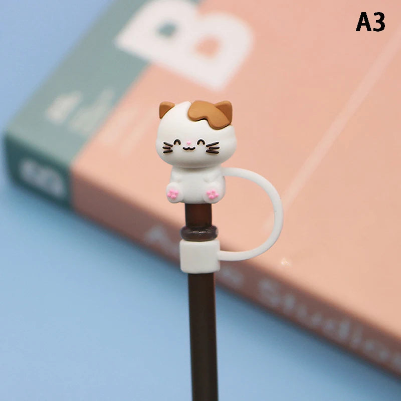 Silicone Sealing Straw Plug Reusable Drinking Dust Cap Cartoon Plugs Zpaxo A3