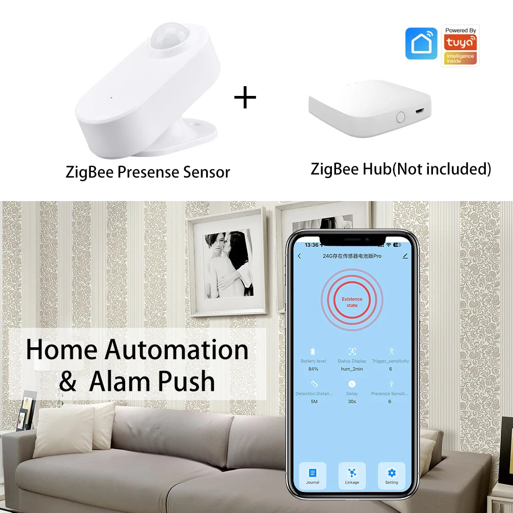 ZigBee Human Presence Sensor 24G MmWave Radar Motion Movement Occupancy Detector Battery Powered Tuya Smart Life Home Automation Zpaxo