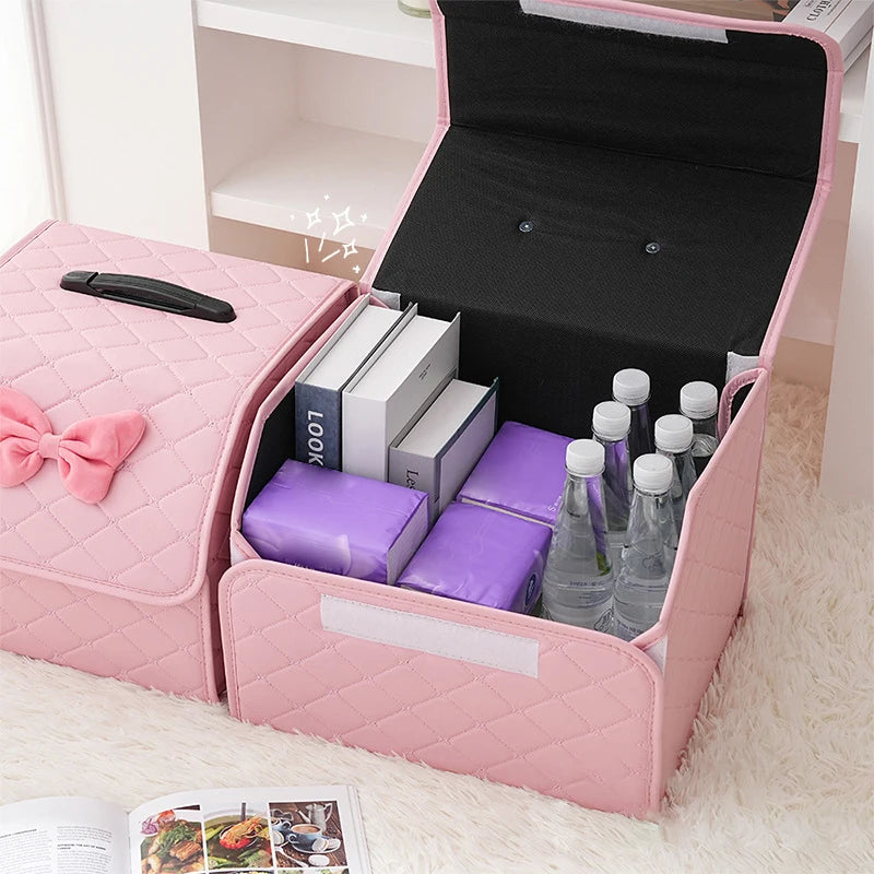 Foldable Car Trunk Organizer Box – Large Pink Storage