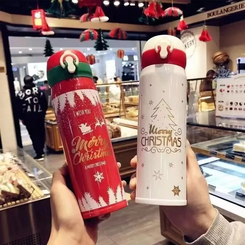 Kids Christmas Thermos – Cute Cartoon 304 Stainless Steel Gift Cup Kids Vacuum Thermos Zpaxo