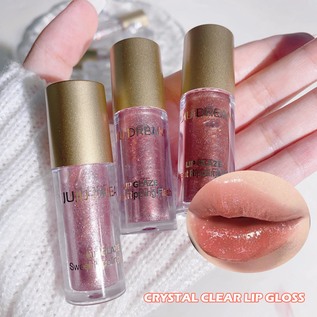 Sparkling Pink Lip Gloss, Glitter Lip Glaze for Plump & Shining Lip Makeup, Long-Lasting Moisturizing Lip Glaze Zpaxo