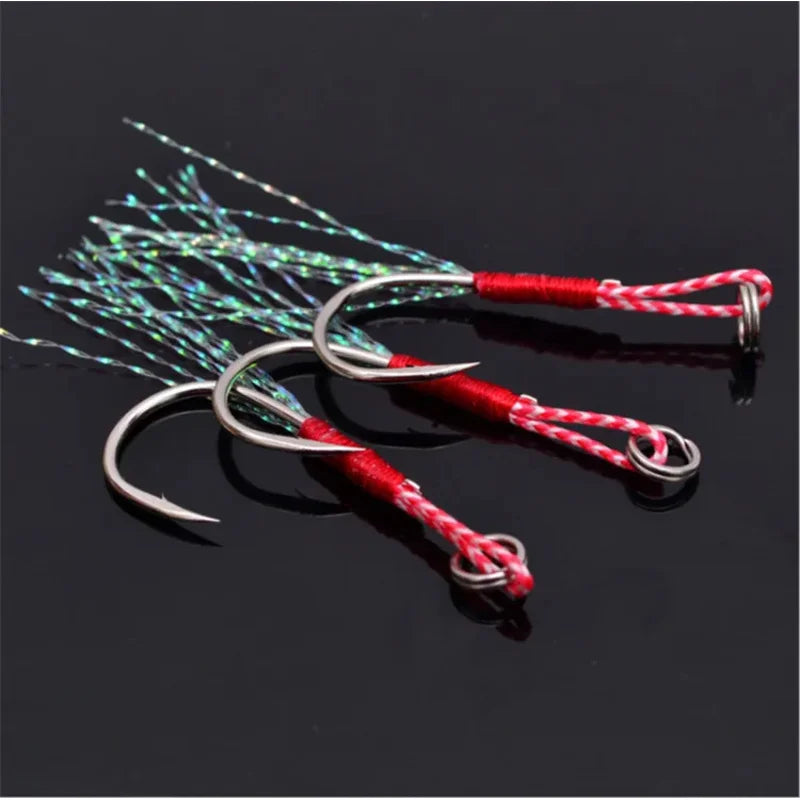 Carbon Steel Barbed Single Jig Hooks – Thread Feather Fishing Lure