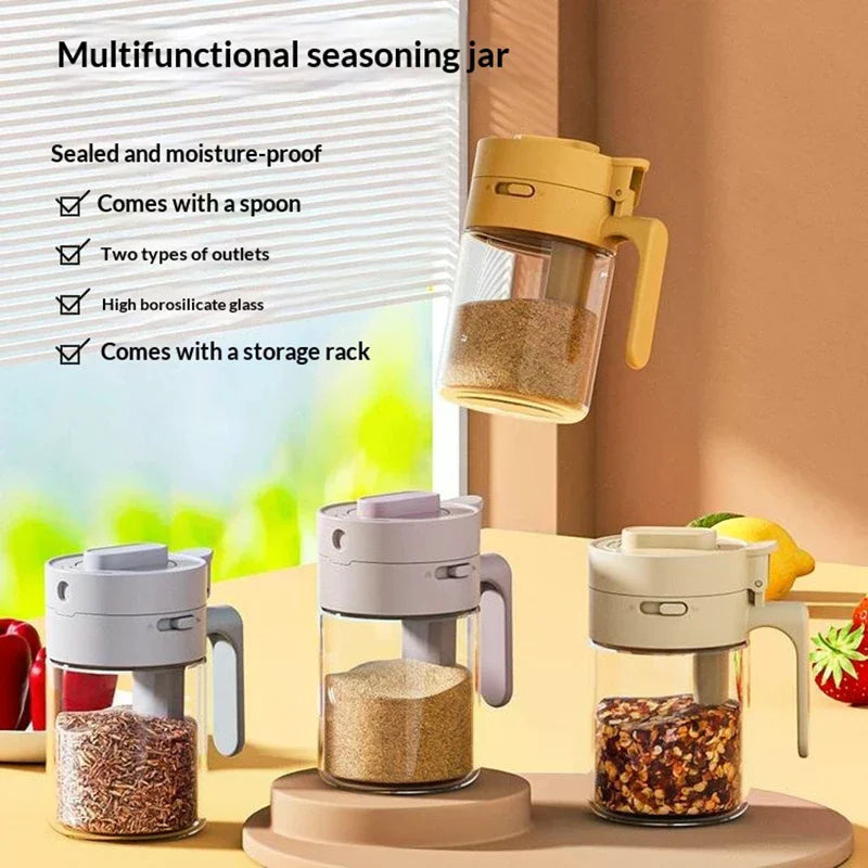 1 Glass Spice Bottle Spoon Separation Seasoning Can Household Kitchen Zpaxo