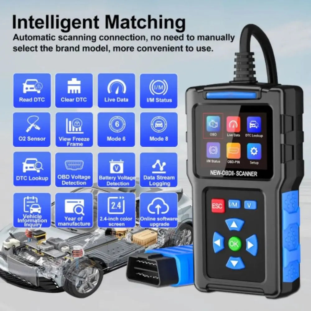 Digital Display T200 Car Fault Diagnosis Instrument Color Screen Live Data OBD2 Scanner Internal Resistance Clear Engine Light Zpaxo