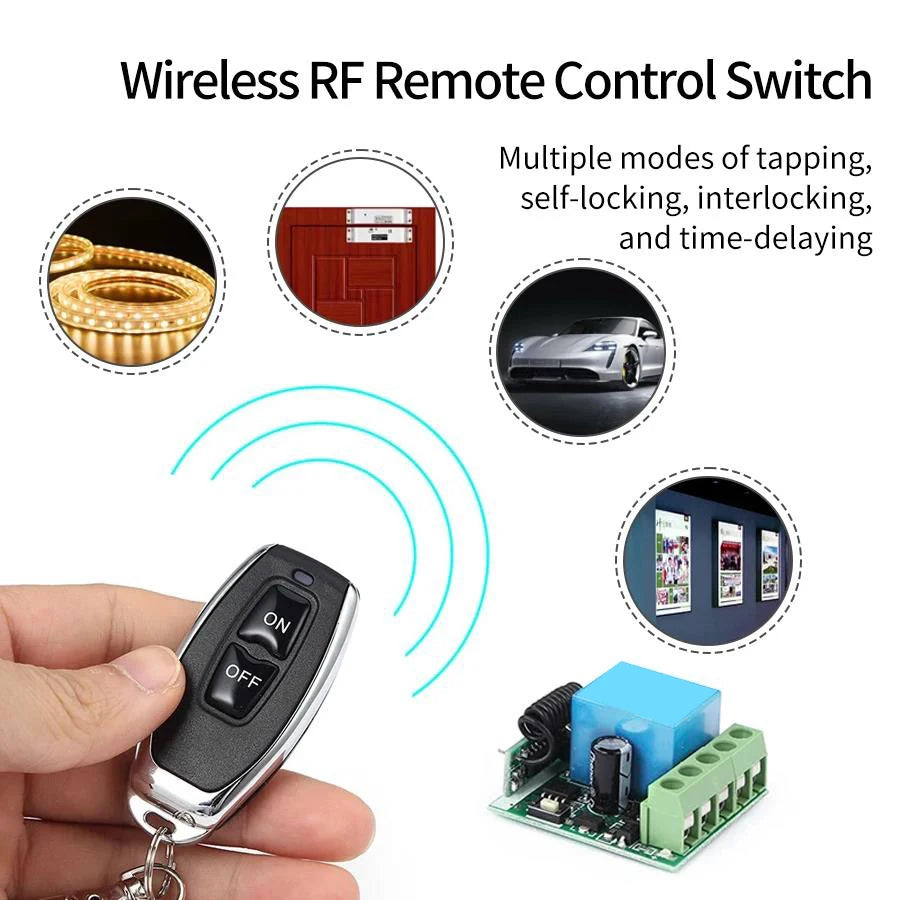 DC 12V 433Mhz RF Wireless Remote Control Switch 10A Relay 1CH Receiver Module 2CH Transmitter For LED Door Electromagnetic Lock Zpaxo