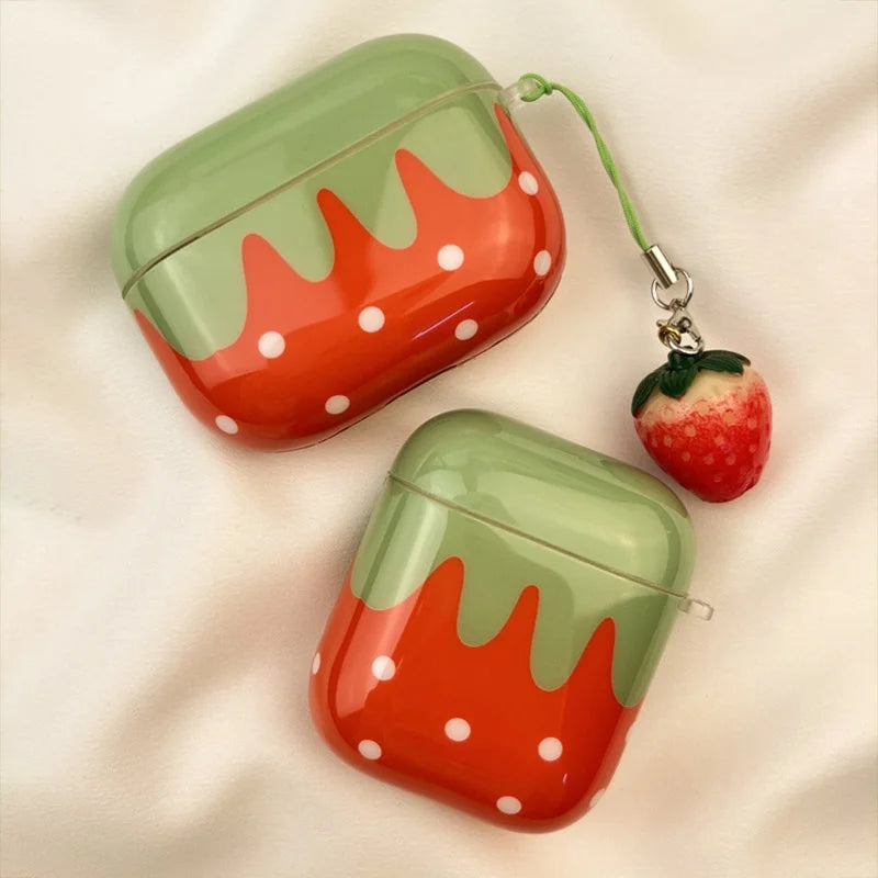 Lovely Strawberry Pattern Soft Silicone Cover Air Pods 4 3 1st 2nd