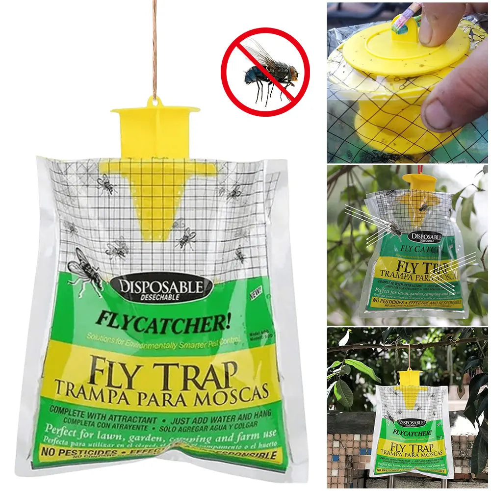 1-10Pcs Hanging Fly Trap Disposable Fly Catcher Bag Mosquito Trap Catcher Fly Wasp Insect Bug Killer Flies Trap for Outdoor Zpaxo
