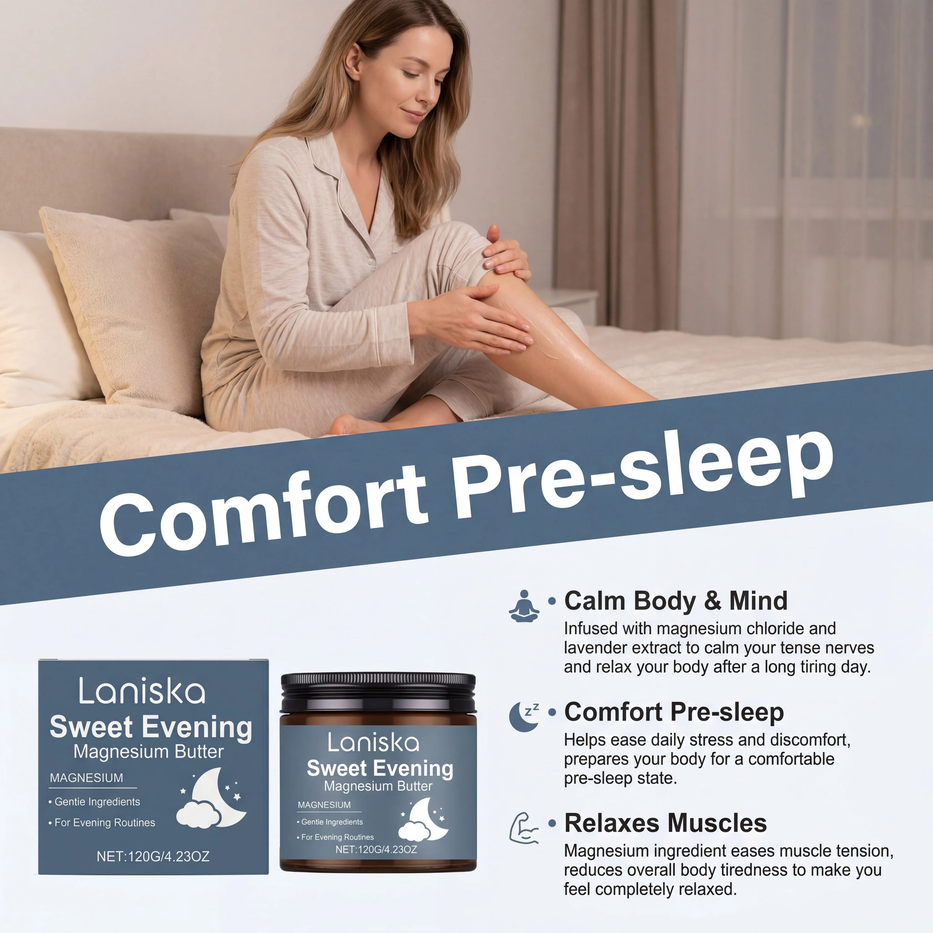 Sleep Cream for Women Night Care Lavender Relaxing Body Butter Muscle Relief Moisturizing Sleep Lotion Deep Sleep Stress Relief Zpaxo