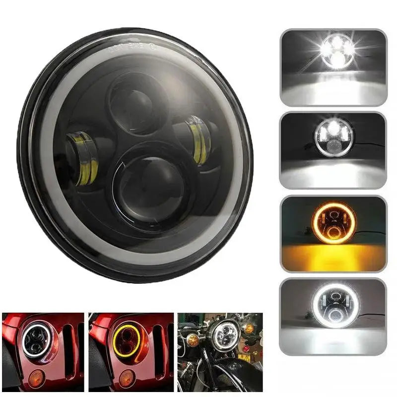 7" Motorcycle LED Headlight Angel Eye DRL – Harley Touring