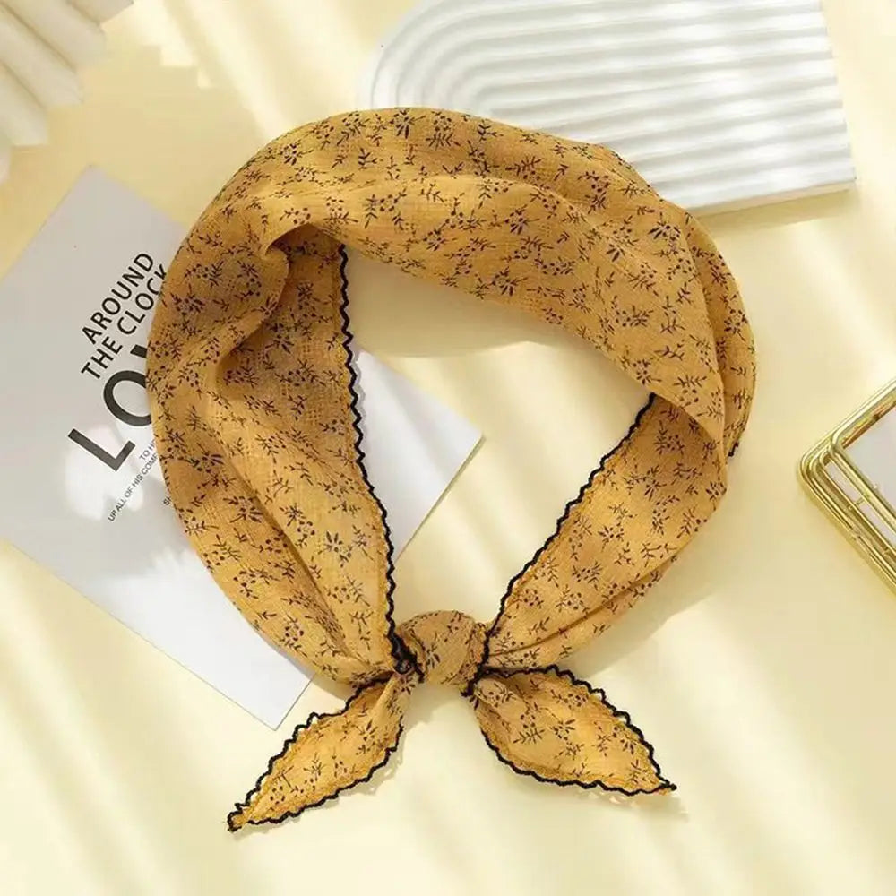 Hair Ties Lace Design Flower Neck Scarf French Style Headband Turban Head Wrap Gentle Triangle Hair Scarf Hair Styling Zpaxo