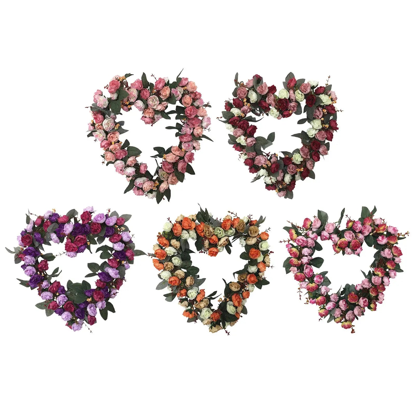 Heart-shaped Rose Wreath Artificial Wall Hanging Knocker Welcome Zpaxo
