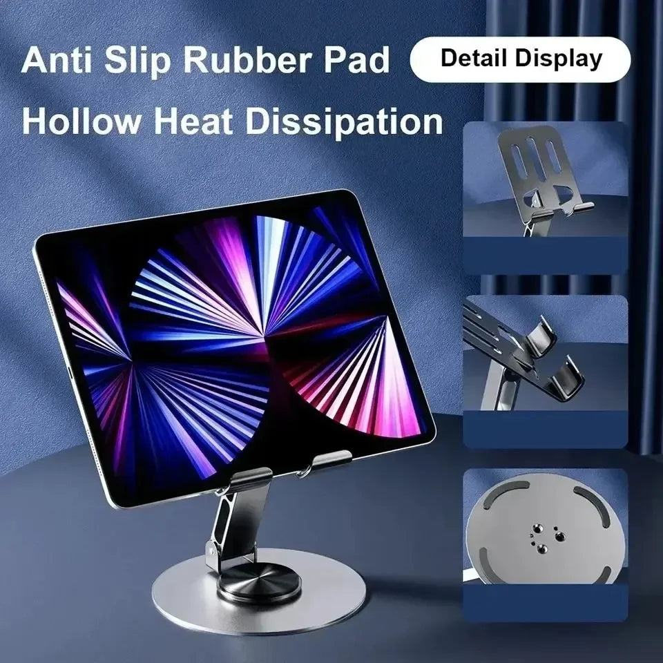 Adjustable Folding 720° Rotating Aluminum Alloy Tablet Holder Portable Stand for iPad Mobile Phone Desktop Live Mount Zpaxo