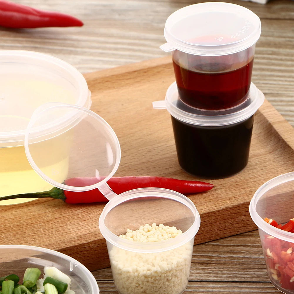 20Pcs Disposable Sauce Cup 25ml Portion Cups with Lids Souffle Sampling Cups Transparent Storage Container Zpaxo
