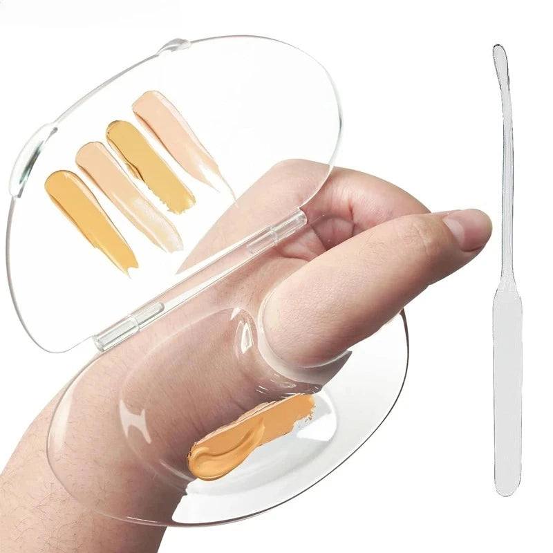2pcs Makeup Mixing Palette Kit Acrylic Makup Mixing Tray with Spatula Foldable Liquid Foundation Color Mixing Tray Cosmetic Tool Zpaxo