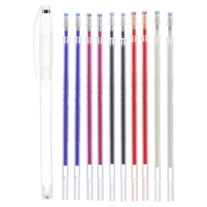 10PCS Water-Soluble Disappearing Pen Stitch Marker Draw Grid On Fabric Embroidery Temporary Erasable Marking Refills Sewing Tool Zpaxo