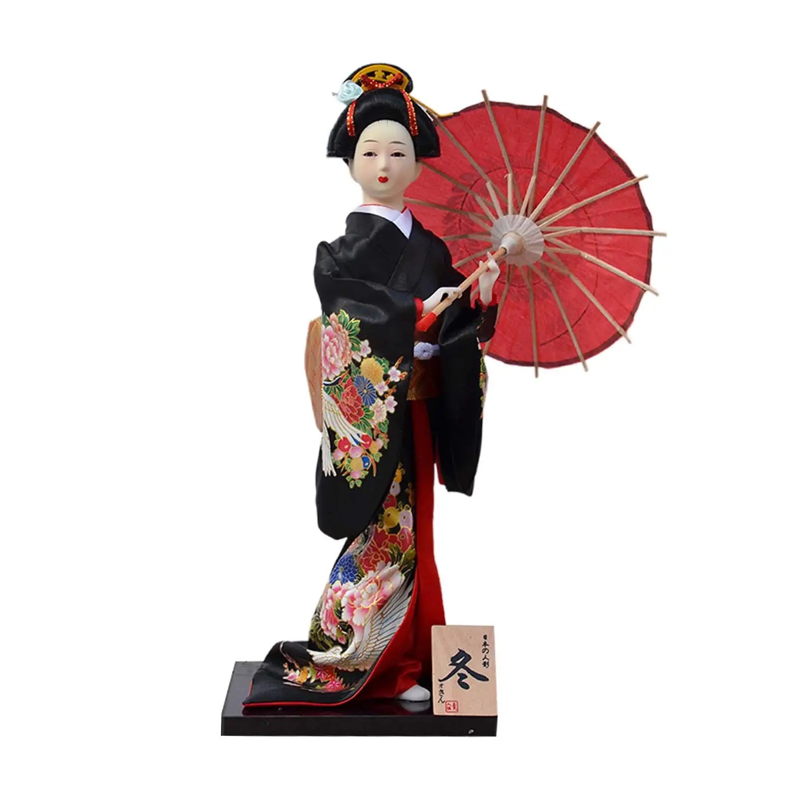 Japanese Geisha Doll Figurine – 12 Inch Kimono Statue Décor Decorative Figurine Zpaxo