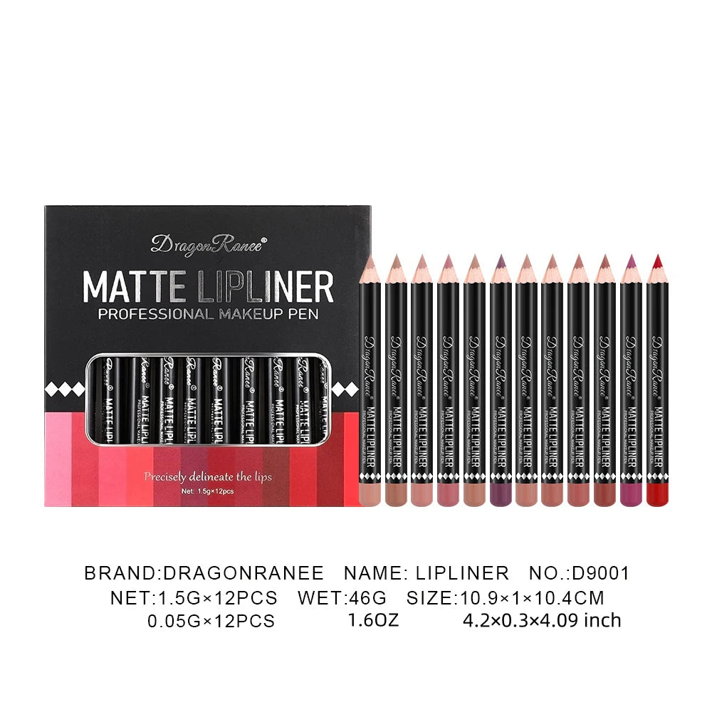 12-Piece Lip Liner Set Velvet Matte Non-Stick Cup Lipstick Waterproof and Sweat-Proof Whitening Autumn and Winter Lip Liner Set Zpaxo