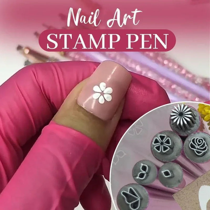 Nail Art Stamp Pen Set Quick-Drying Nail Graffiti Pen Flower Butterfly Patterns Nail Engraving Pencil DIY Nails Art Design Tool Zpaxo