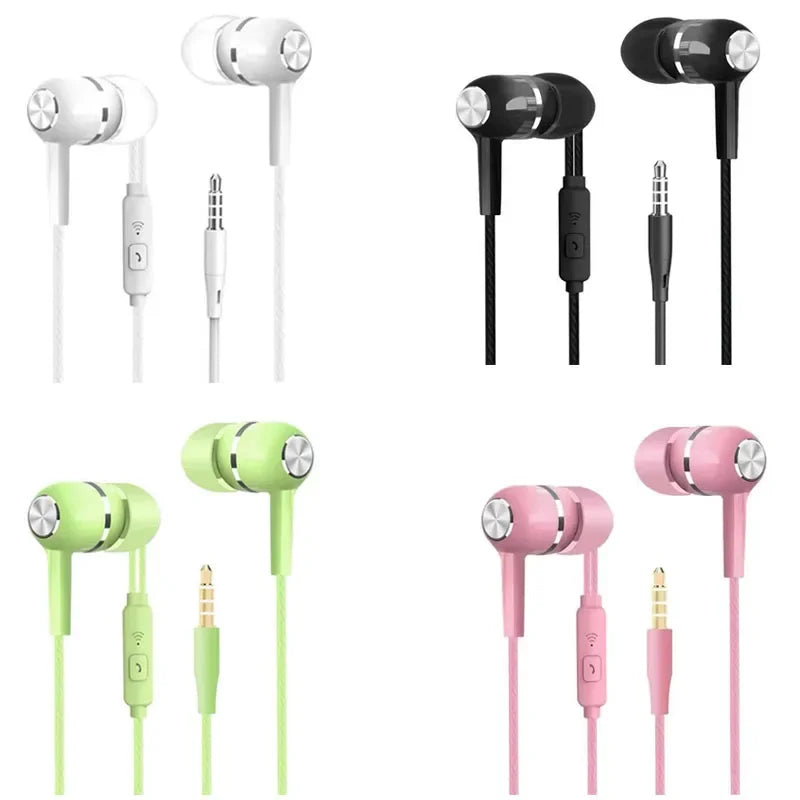 Wired Stereo Earbuds with Mic & Bass – 3.5mm Sport Earphones
