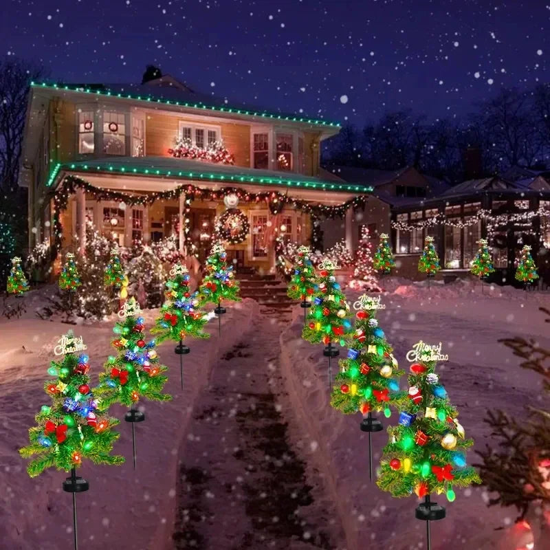 Christmas Tree LED Lights Solar Outdoor Decorative Lawn Garden Lamp Pathway Landscape Lighting for Holiday Festive Decor Zpaxo