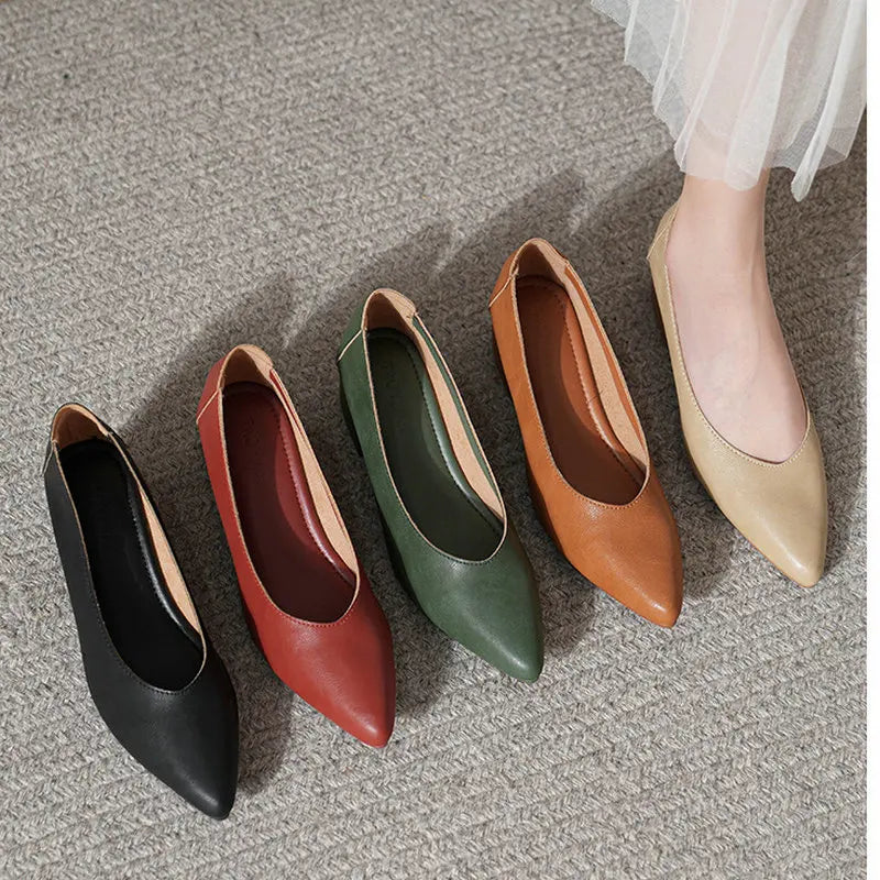 2026 New Women's Pumps Large Sizes Pointed-Toe Solid Color Women's Shallow-Mouth Comfortable Boat Shoes Zpaxo