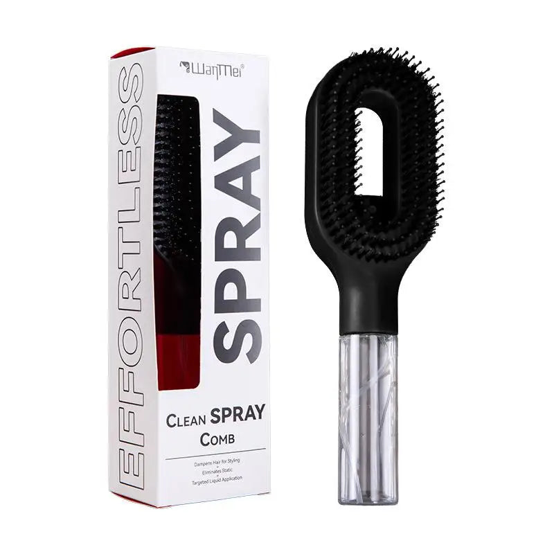 Spray Hair Brush Refillable Liquid Water Paddle Comb Anti Static Soft Zpaxo Black