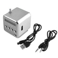 TD-V26 Mini Portable Sound Speaker TF Card FM Radio AUX Stereo Music Zpaxo Sliver