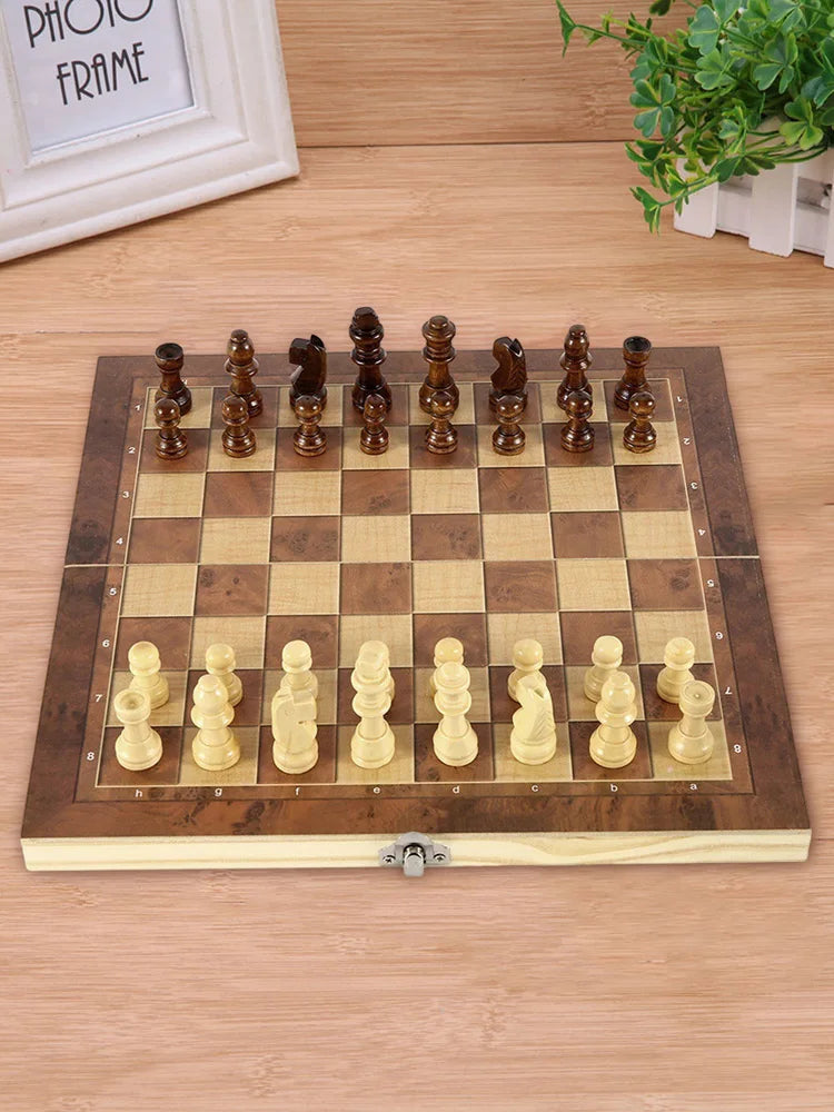 1 Chess Game Board Wooden Sets Checkers Travel