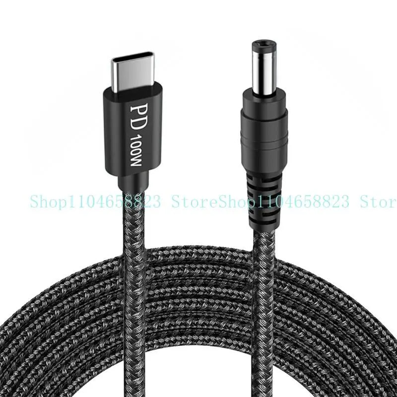 652F USB C to DC5521 5.5x2 Adapter Cable 100W with 10 Connection Tips for Electronic Devices Power Charging Cord 200CM Zpaxo