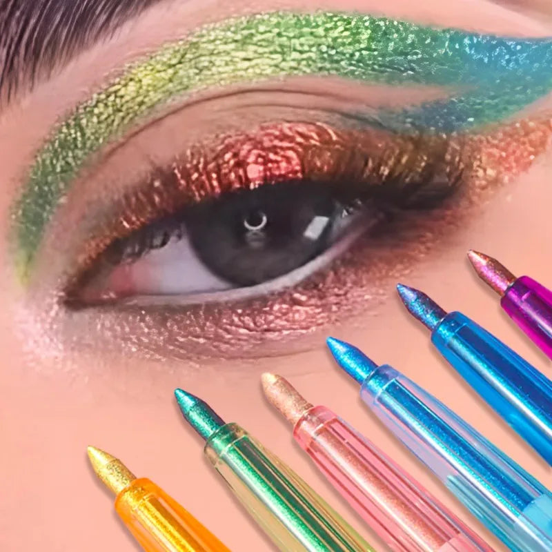 Shiny Chameleon Metallic Green Eyeliner Gel Stick Smooth Multicolor