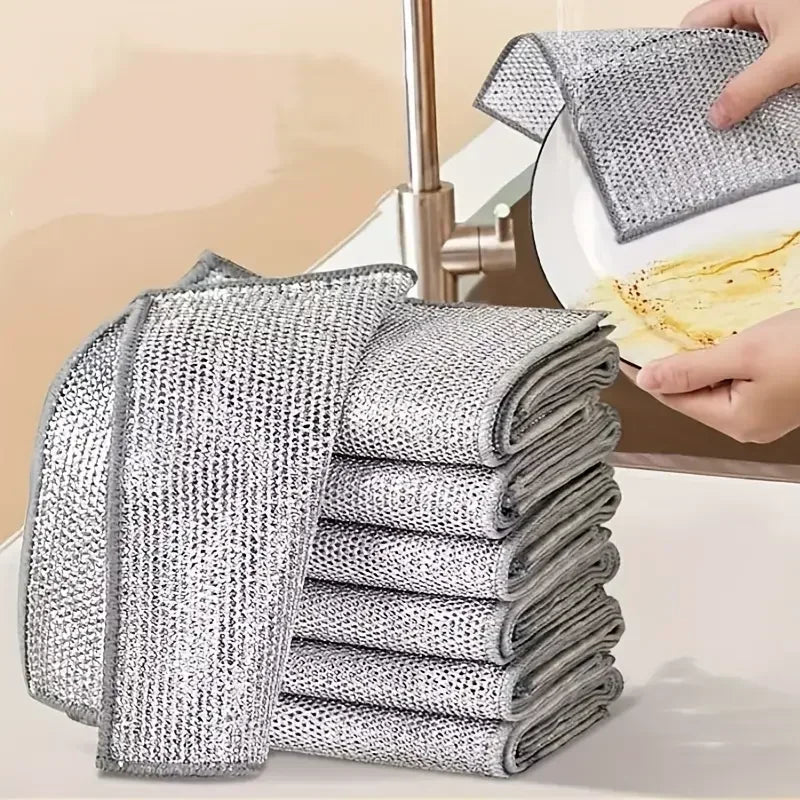 Double-Sided Steel Wire Magic Cleaning Cloths | Kitchen Scrub Rags Kitchen Cleaning Cloths Zpaxo