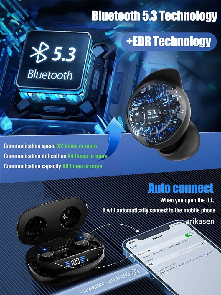 Wireless Earbuds 5 3 Headphones 48Hrs Music Bluetooth Earphones