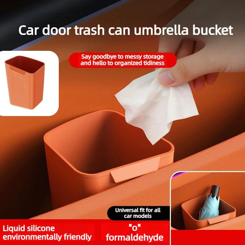 Silicone Car Door Storage Box – Trash Can & Umbrella Organizer