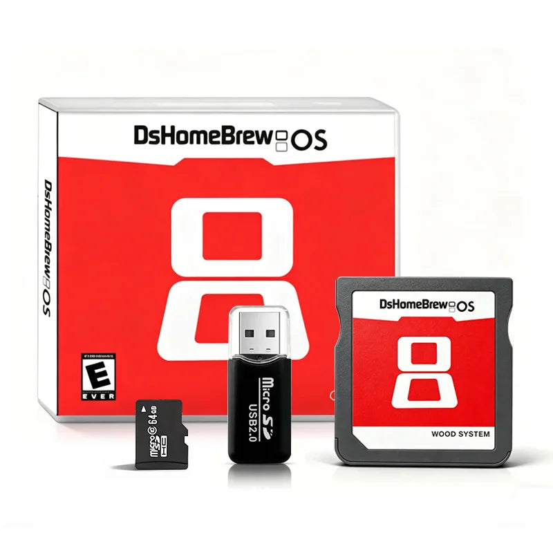 New DsHomeBrew OS 7800 in 1 FlashCard Wood System Card For for NDS 3DS MD GB GBC FC PCE Vedio Game Card With 64G Memory Card Zpaxo Black With Box With 64G Card