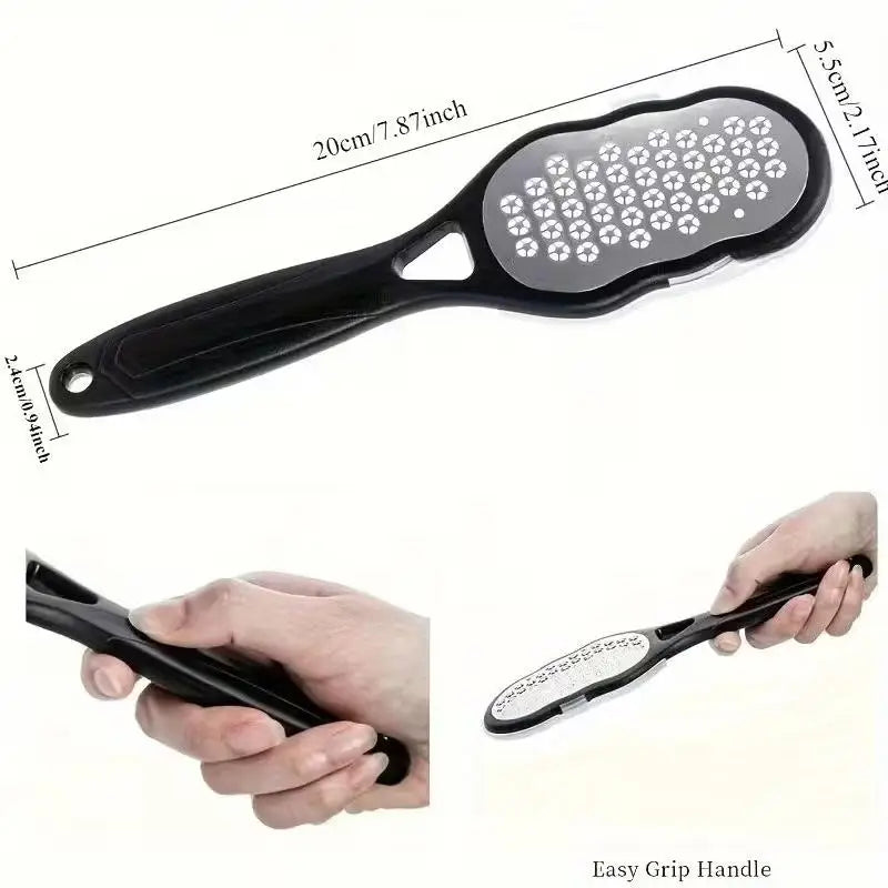 2PCS Stainless Steel Foot File – Splash-Proof, Ergonomic Handle, Coarse/Fine Grit for Home Spa & Gift Zpaxo