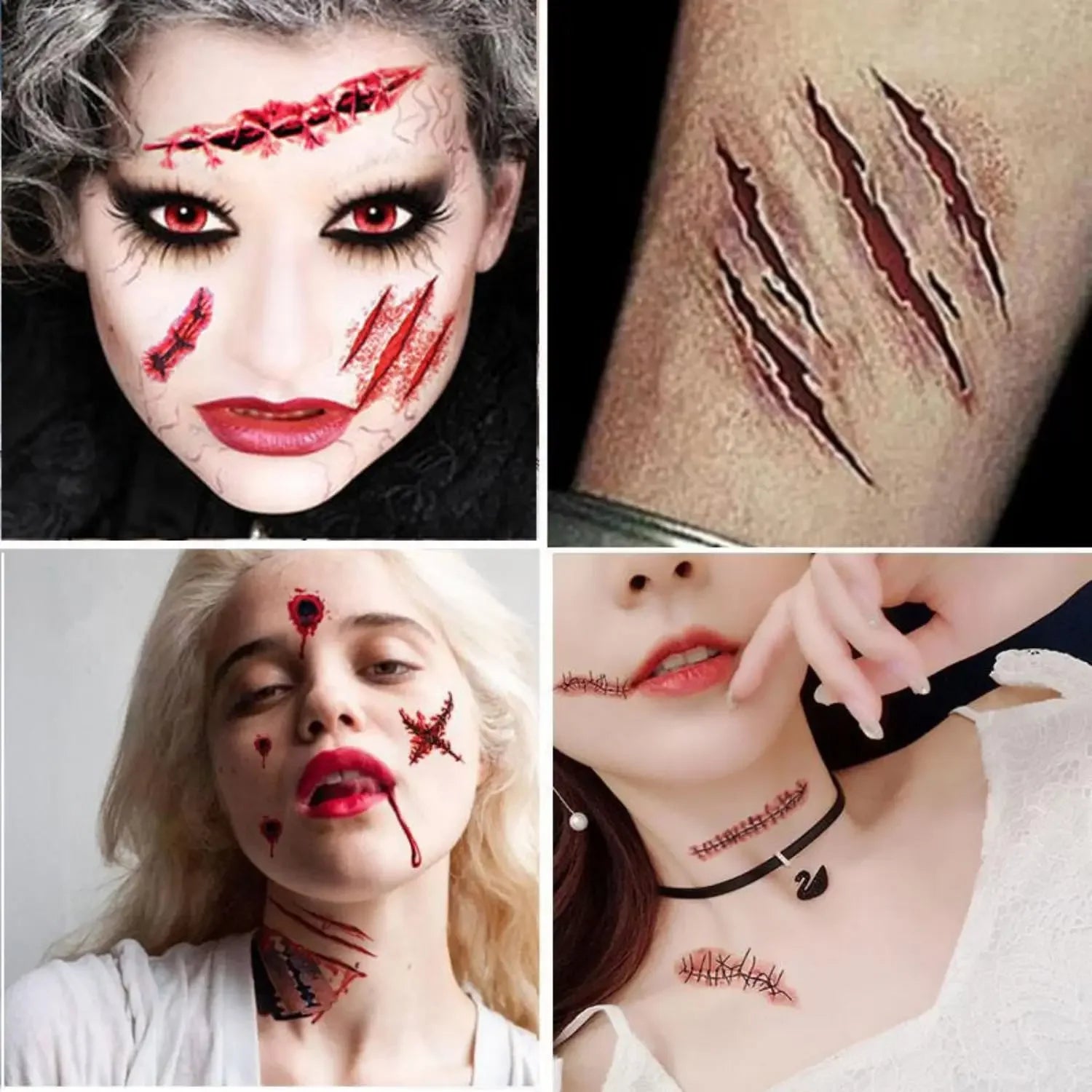 Realistic Horror Fake Wound Temporary Tattoos Gruesome Gore Scars