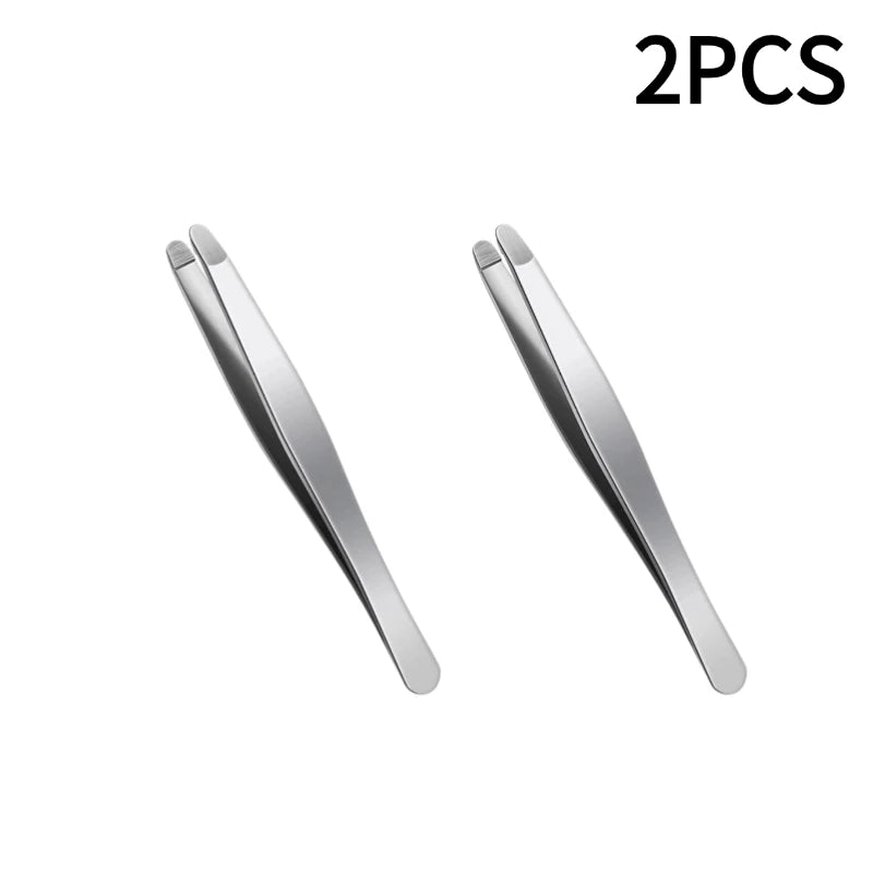 1/2/3PCS Stainless Steel Tweezers Precision Eyebrow Forceps Professional Beauty Tool For Facial Hair Removal Shaping Zpaxo 2PCS