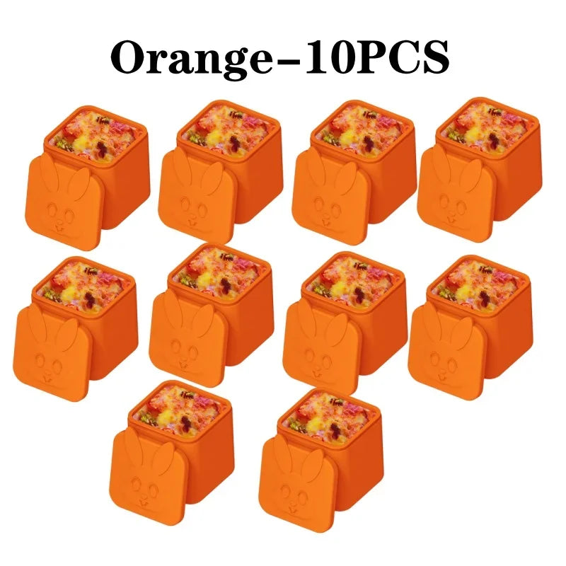 Silicone Lunch Box Sauce Divider Cup Lid Square Small Fits Most Bento Zpaxo Orange-10PCS
