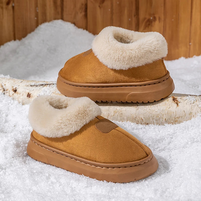 Winter Women's Indoor Slippers Warm Thick Sole Soft Comfortable Zpaxo brown 38-39