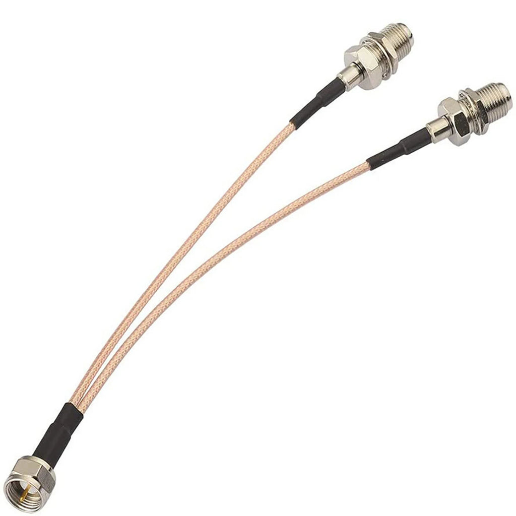 F Male Dual Female Connector Y 3 Way Jack Splitter Flexible RG316